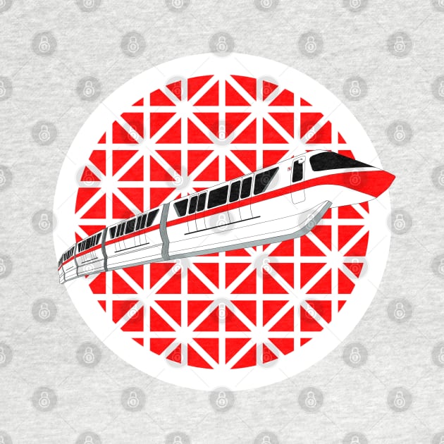 Red Spaceship Earth Monorail by FandomTrading